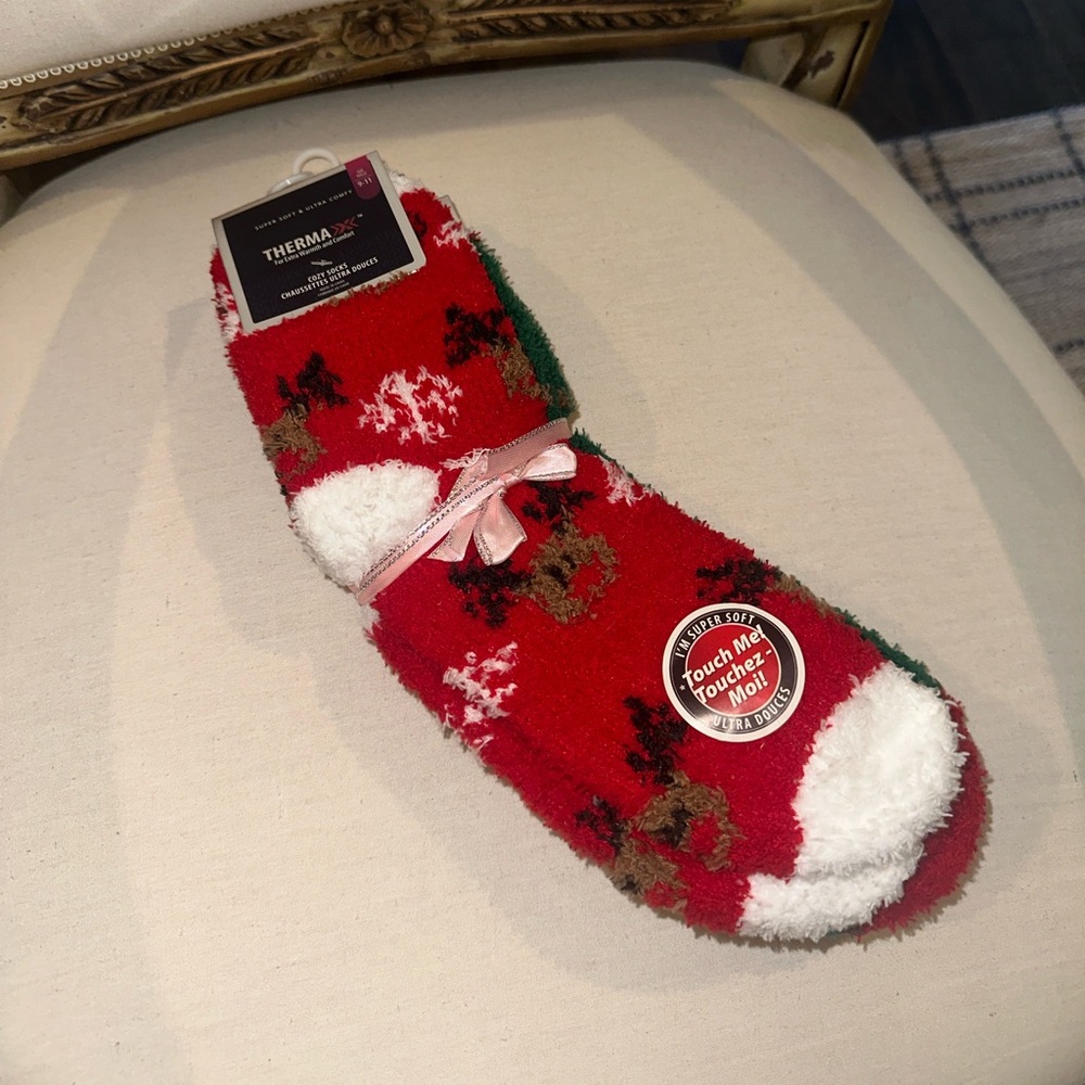 Therma X Cozy Fuzzy Socks Set of 3 Holiday Christmas Print